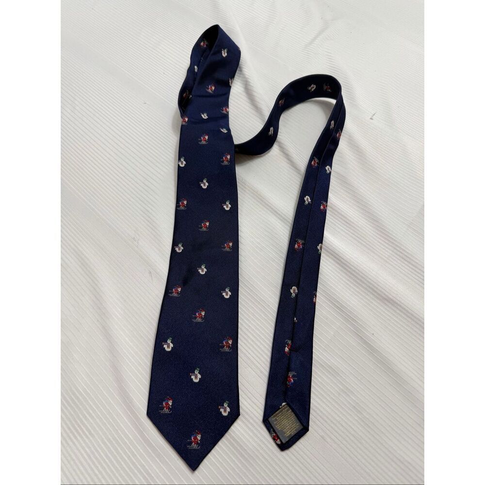 NWT Brooks Brothers Navy Blue Christmas Santa Snowman Tie Necktie New